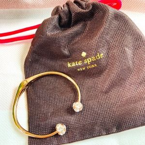Kate Spade Gold Colored Hinged Bracelet with Rhinestone Accents